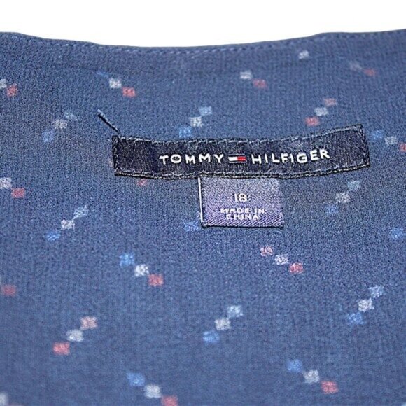 Tommy Hilfiger Navy Geometric Pleated Fit & Flare Dress Size 18 - Picture 9 of 9